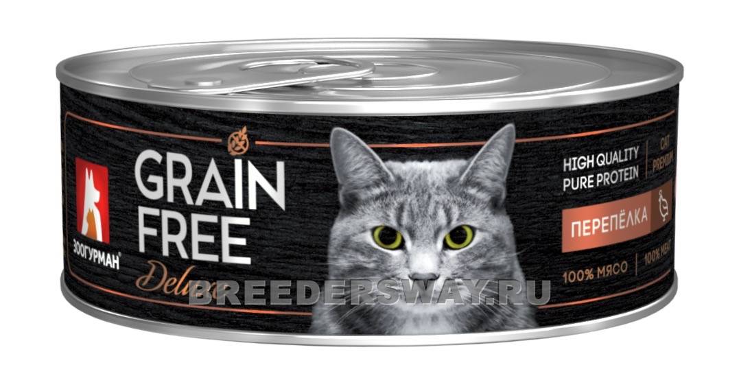 GRAIN FREE для кошек Перепёлка ж/б 100гр