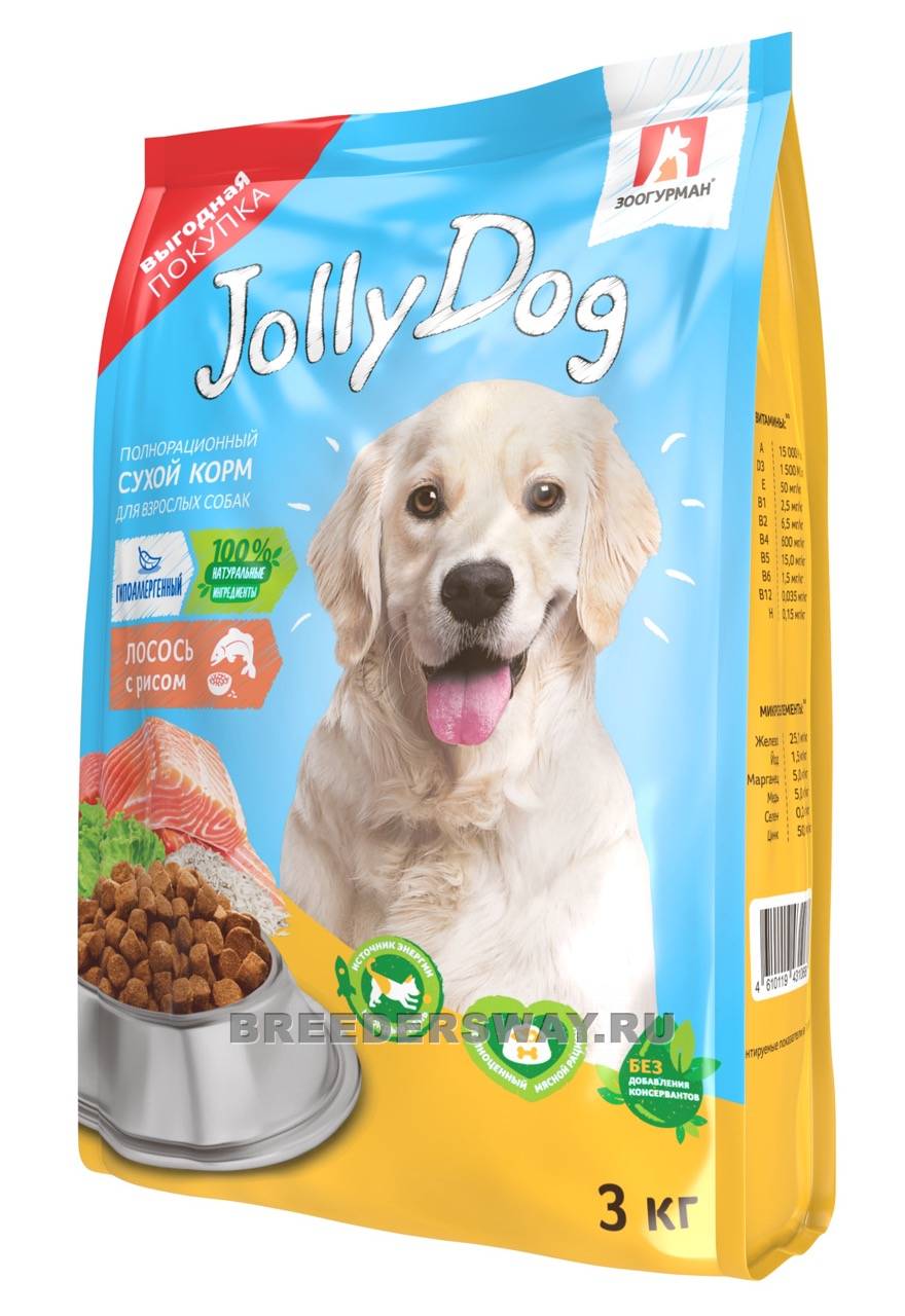 3кг JollyDog для собак премиум лосось и рис